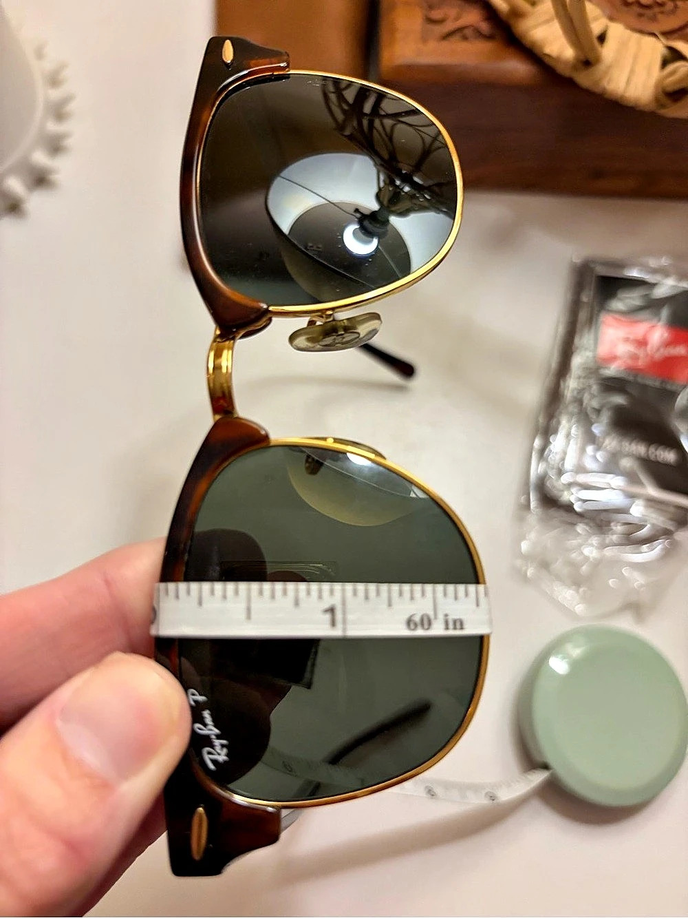Ray-Ban Clubmaster Classic Clubmaster Sunglasses in Brown & Green Like New - Picture 5 of 15